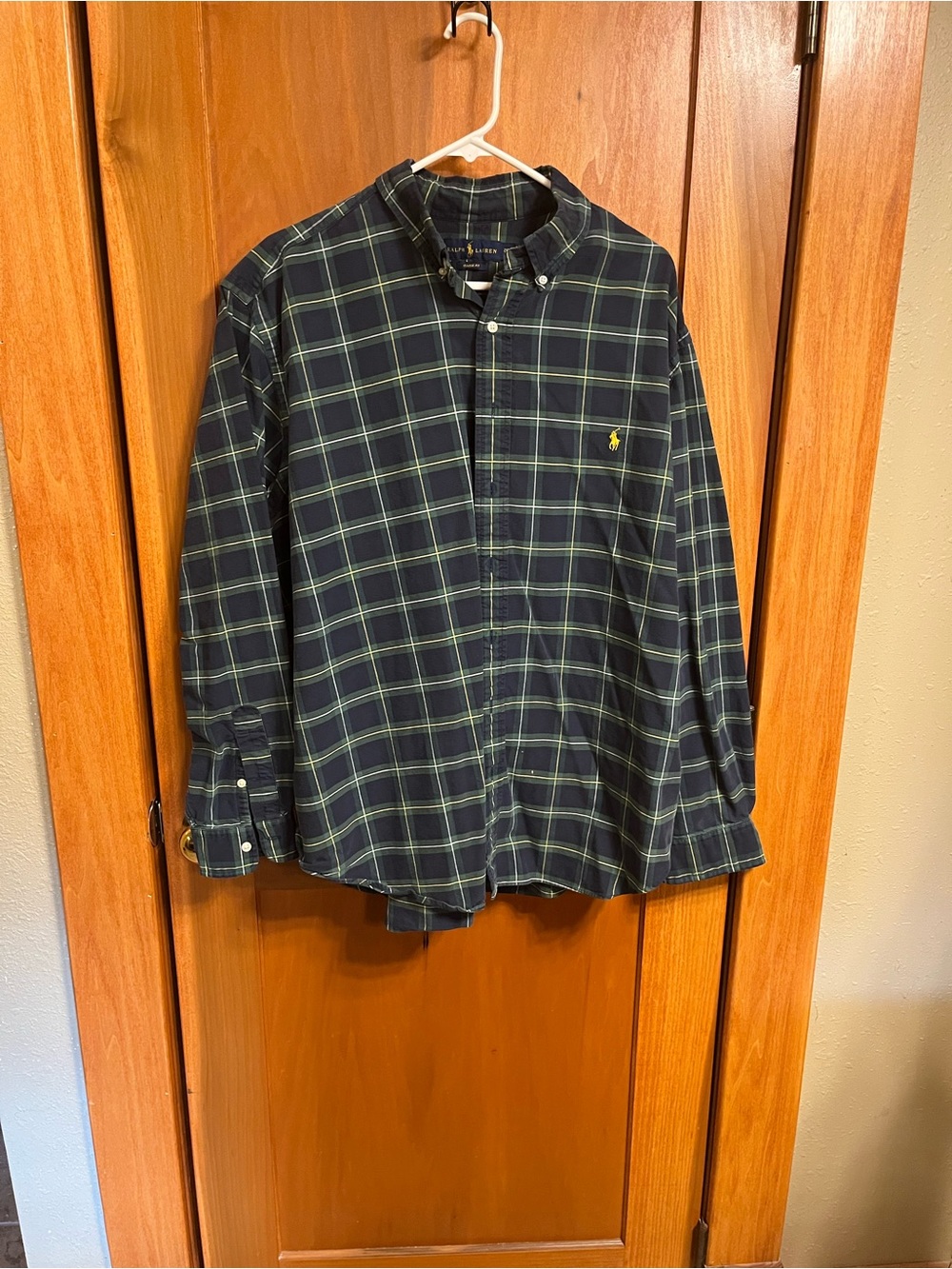 Ralph Lauren Navy and Green Plaid Button-Up Shirt